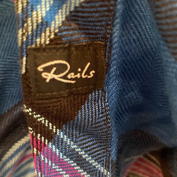 Rails Hunter Cabincore Cobalt Magenta Plaid Tartan Flannel Button Down Shirt S - Picture 5 of 9